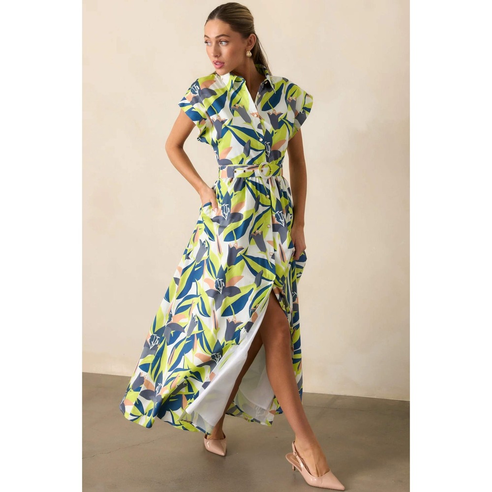 Prosperina Jocelyn Multi‎ Floral Print Cotton Maxi Dress Large
